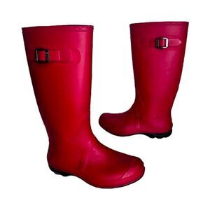 Kamik Red Rubber Tall Boots Womens Size 7 Shoes Waterproof